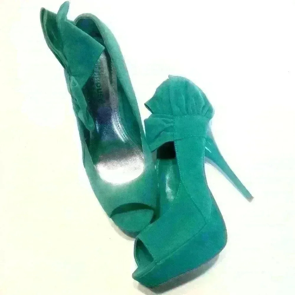 Dollhouse turquoise blue bowed stiletto - Picture 8 of 9